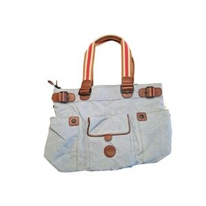 Kipling art tote blue red‎ cotton blend handbag